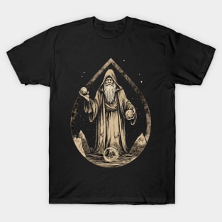 Retro Dark Wizard Vintage Fantasy illustration T-Shirt